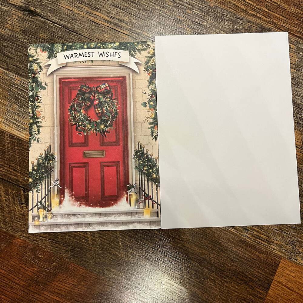 Christmas -24  Red Door/Wreath Holiday Card